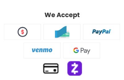 Payment methods accepted: PayPal, Venmo, Google Pay.